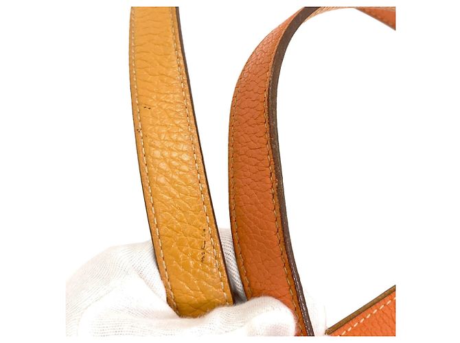 Hermès Saco Tote Hermes Double Sens 36 Laranja Amarelo - vista 12