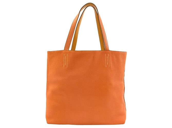 Hermès Saco Tote Hermes Double Sens 36 Laranja Amarelo - vista 2