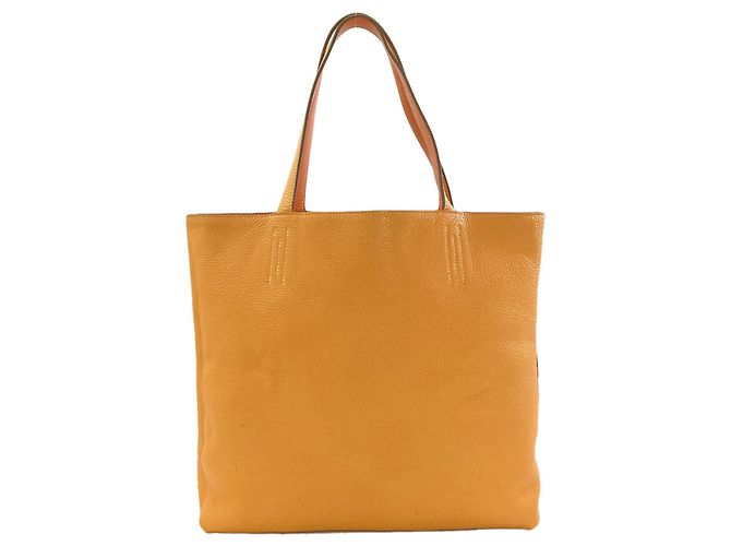 Hermès Saco Tote Hermes Double Sens 36 Laranja Amarelo - vista 5
