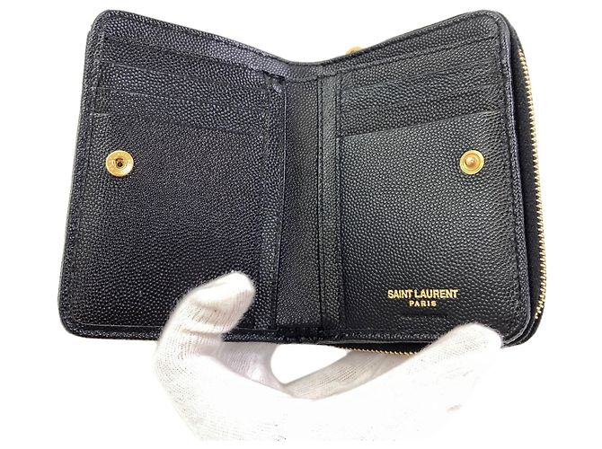 Autre Marque Cartera bi-fold de piel Saint Laurent Cassandra Negro - vista 4