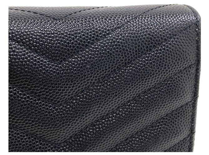 Autre Marque Cartera bi-fold de piel Saint Laurent Cassandra Negro - vista 9