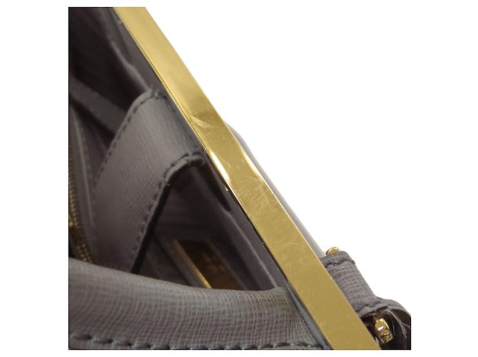 Fendi 2Jours 2-Way Handtasche aus grauem Leder - Ansicht 13
