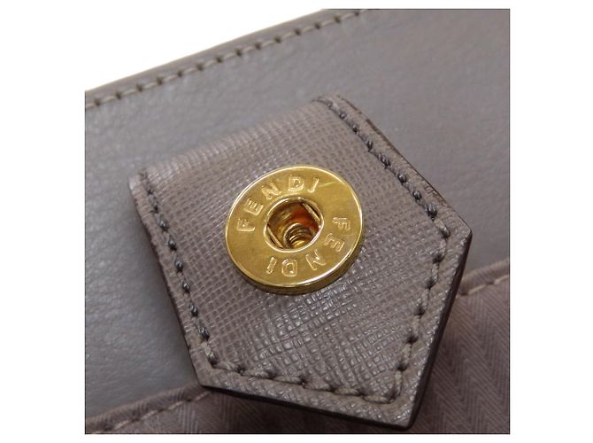 Fendi 2Jours 2-Way Handtasche aus grauem Leder - Ansicht 9