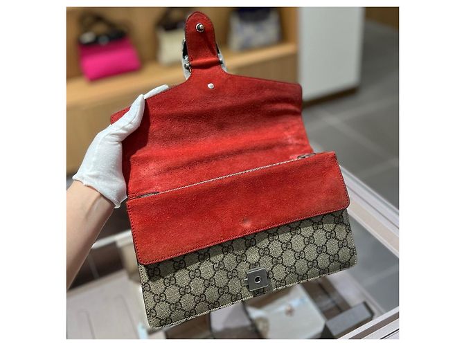 Gucci Dionysus Borsa a catena GG Supreme Rosso Beige - vista 6