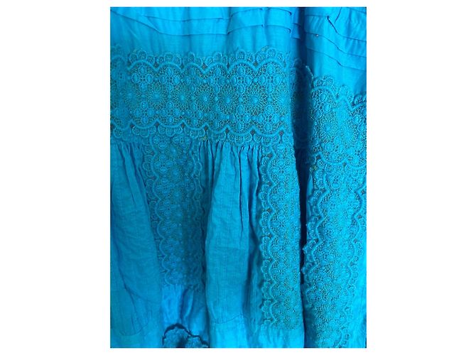 Twin Set by Simona Barbieri Blaues Baumwollkleid mit Spitze - Ansicht 10