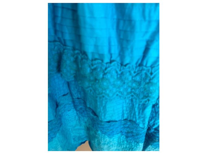Twin Set by Simona Barbieri Blaues Baumwollkleid mit Spitze - Ansicht 11