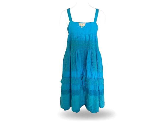 Twin Set by Simona Barbieri Blaues Baumwollkleid mit Spitze - Ansicht 2