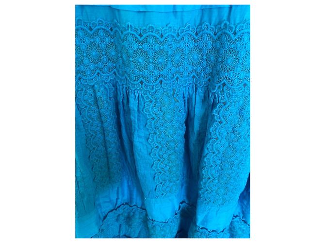 Twin Set by Simona Barbieri Blaues Baumwollkleid mit Spitze - Ansicht 7
