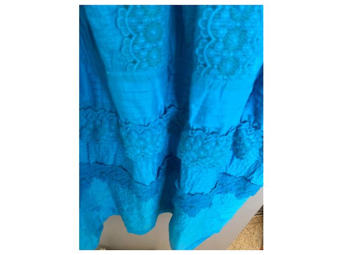 Twin Set by Simona Barbieri Blaues Baumwollkleid mit Spitze - Ansicht 8
