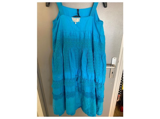 Twin Set by Simona Barbieri Blaues Baumwollkleid mit Spitze - Ansicht 9