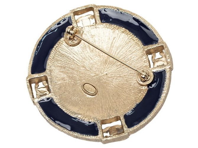 Spilla rotonda Chanel Cruise Line Coco Mark Blu D'oro - vista 2
