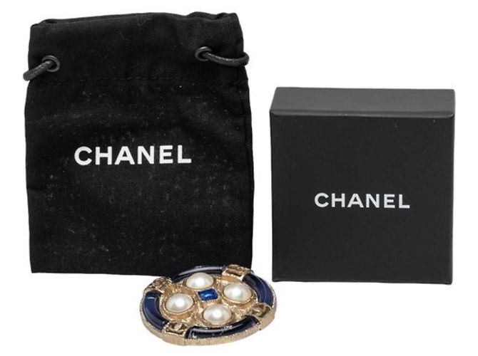 Spilla rotonda Chanel Cruise Line Coco Mark Blu D'oro - vista 4