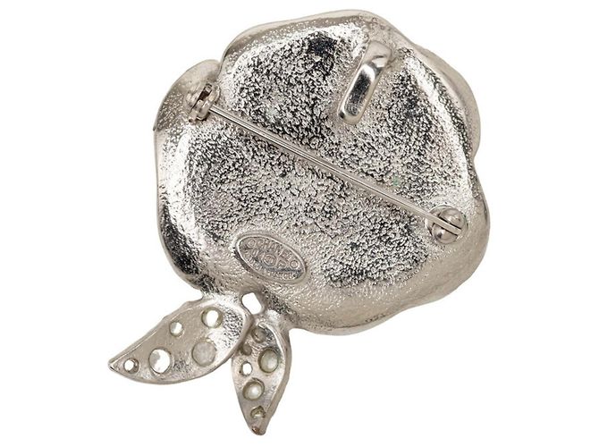 Chanel Coco Mark Camellia Brosche Silber Beige - Ansicht 3