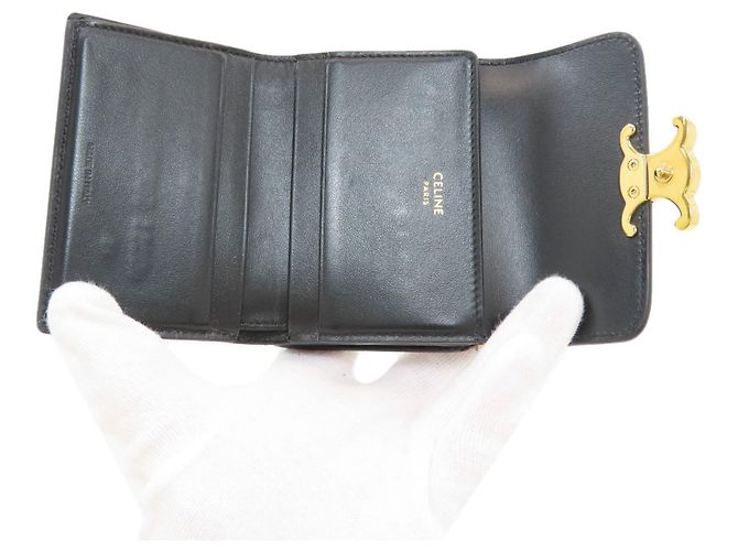Céline Cartera compacta Triomphe de tres pliegues Celine Negro - vista 4