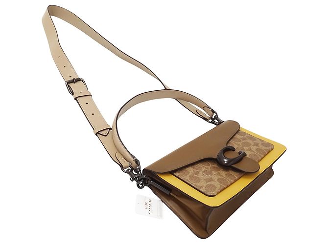 Coach Tabby Signature Lederhandtasche Braun Gelb - Ansicht 4