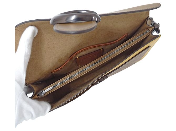 Coach Tabby Signature Lederhandtasche Braun Gelb - Ansicht 5