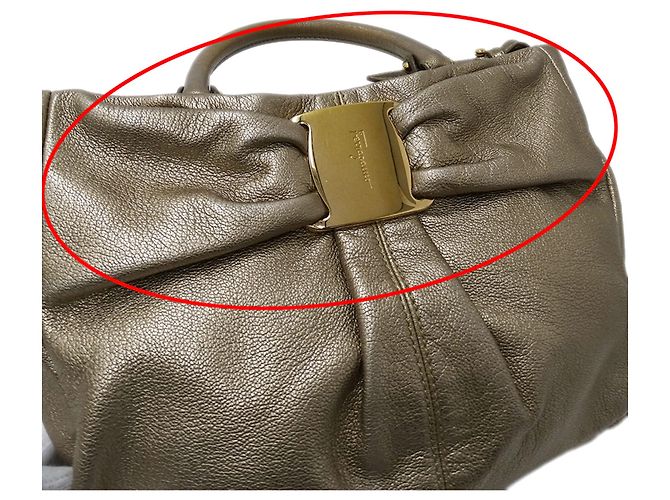 Borsa in pelle dorata Salvatore Ferragamo D'oro - vista 7