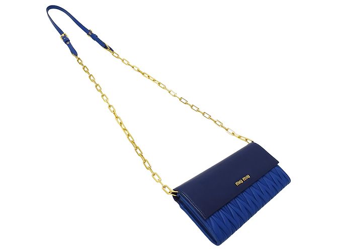 Portafoglio a spalla da donna Miu Miu Blu - vista 4