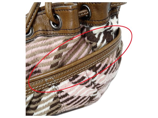 Borsa in lana Burberry Blue Label Marrone Rosa - vista 12