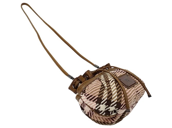 Borsa in lana Burberry Blue Label Marrone Rosa - vista 4