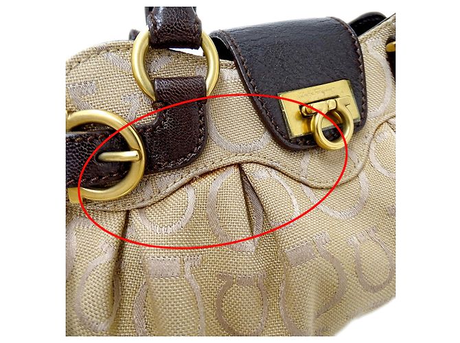 Gancini Borsa in tela beige Salvatore Ferragamo - vista 10