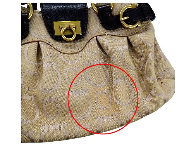 Gancini Borsa in tela beige Salvatore Ferragamo - vista 12