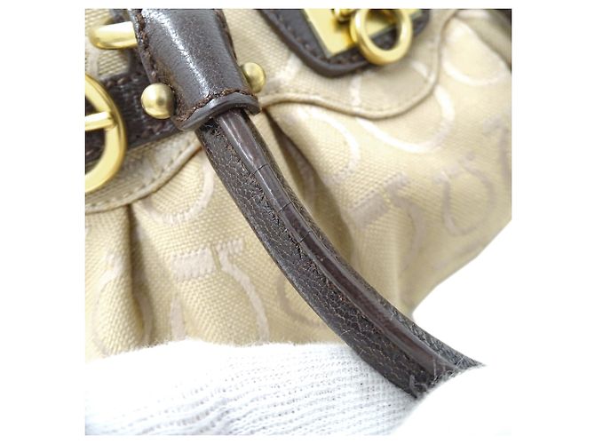 Gancini Borsa in tela beige Salvatore Ferragamo - vista 14
