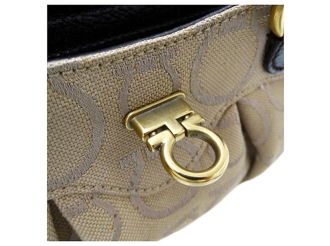 Gancini Borsa in tela beige Salvatore Ferragamo - vista 15