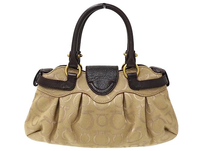 Gancini Borsa in tela beige Salvatore Ferragamo - vista 2