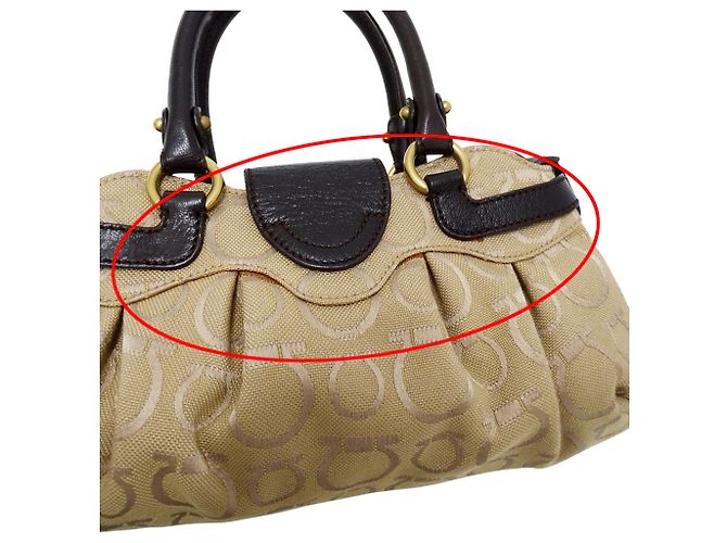 Gancini Borsa in tela beige Salvatore Ferragamo - vista 9