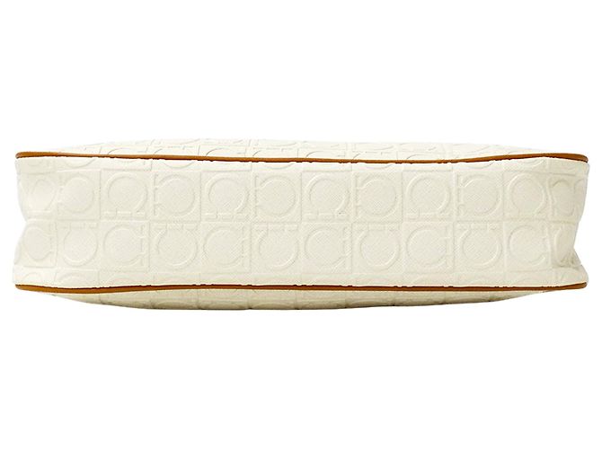 Borsa in pelle Gancini Salvatore Ferragamo Marrone Bianco - vista 3