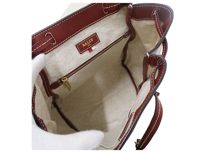 Bally Canvas-Handtasche für Damen Roh Bordeaux - Ansicht 7