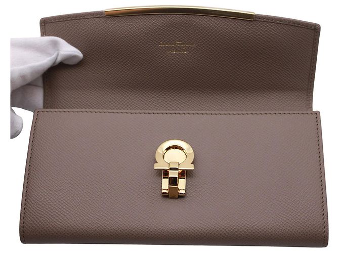 Gancini Cartera de piel gris para mujer Salvatore Ferragamo Castaño - vista 6