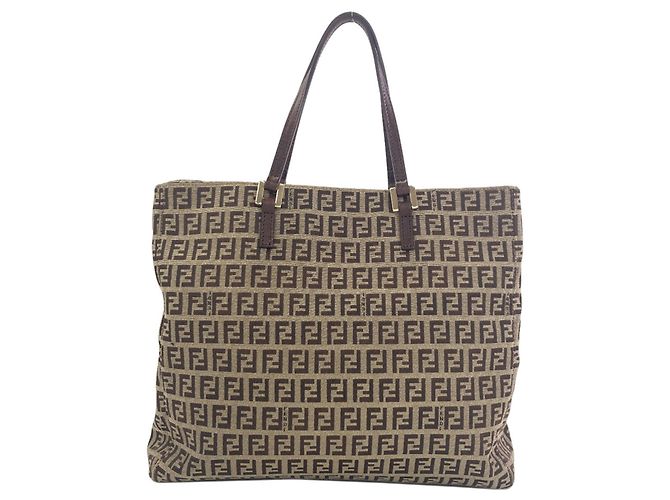 Fendi Tote Bag aus Canvas mit Zucchino-Muster Braun - Ansicht 2