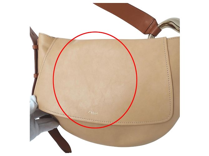 Bolsa de ombro Chloé em couro bege - vista 10