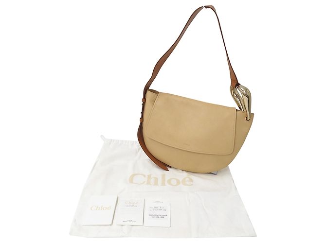 Bolsa de ombro Chloé em couro bege - vista 7