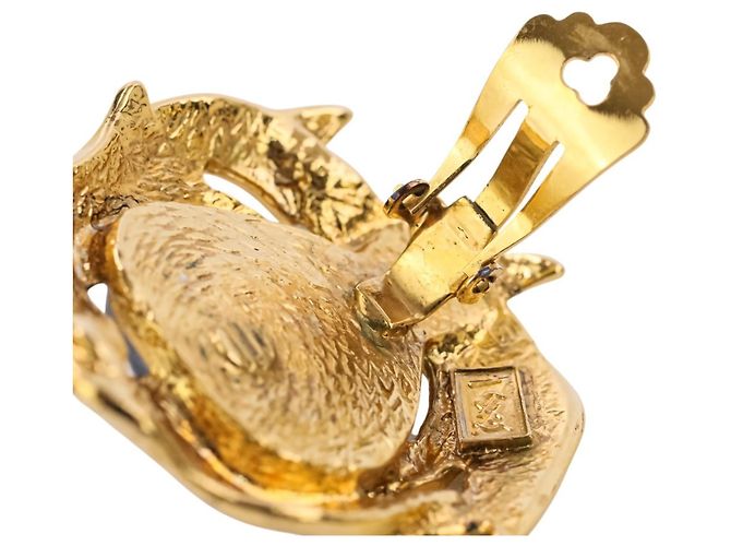 Orecchini a clip Yves Saint Laurent Vintage Stile Barocco Blu D'oro - vista 12