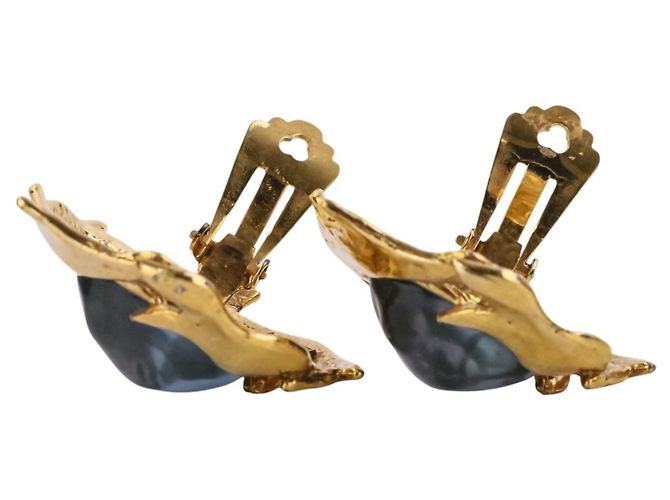 Orecchini a clip Yves Saint Laurent Vintage Stile Barocco Blu D'oro - vista 7