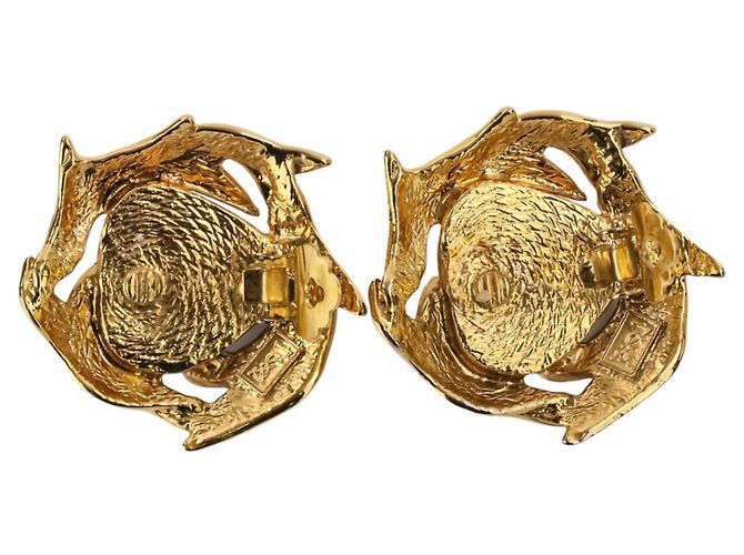 Orecchini a clip Yves Saint Laurent Vintage Stile Barocco Blu D'oro - vista 8