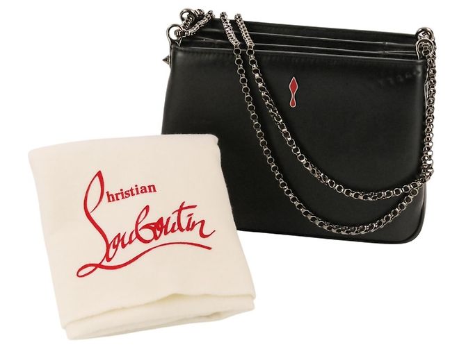Borsa a tracolla Christian Louboutin Trilby Small con borchie Spike e catena Nero - vista 14