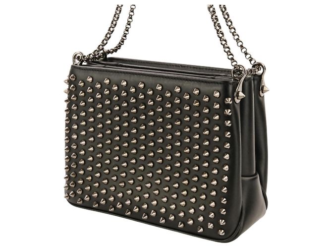 Borsa a tracolla Christian Louboutin Trilby Small con borchie Spike e catena Nero - vista 7