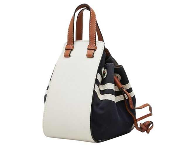 Borsa a mano Loewe Anagram Hammock Sailor Bianco Blu navy - vista 2