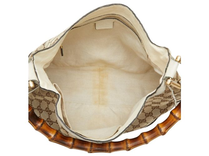 Borsa Gucci GG Canvas Bamboo Beige Crudo - vista 10