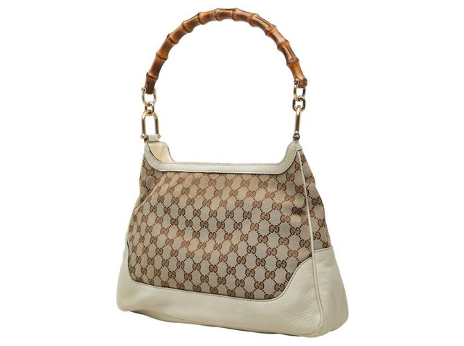 Borsa Gucci GG Canvas Bamboo Beige Crudo - vista 2
