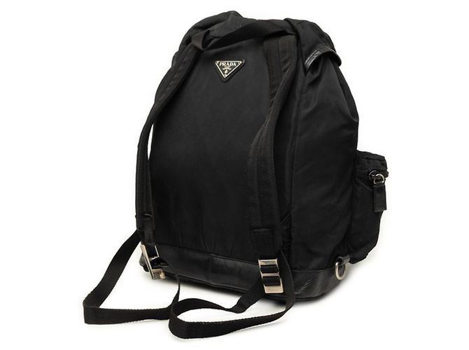 Mochila Prada Pocono Triangle Logo Plate Viaggio V164 Preto - vista 2