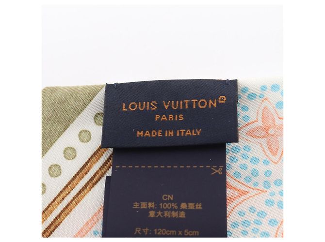 Louis Vuitton Bandeau BB Summer Garden Scarf Blanco Multicolor Caqui - vista 4