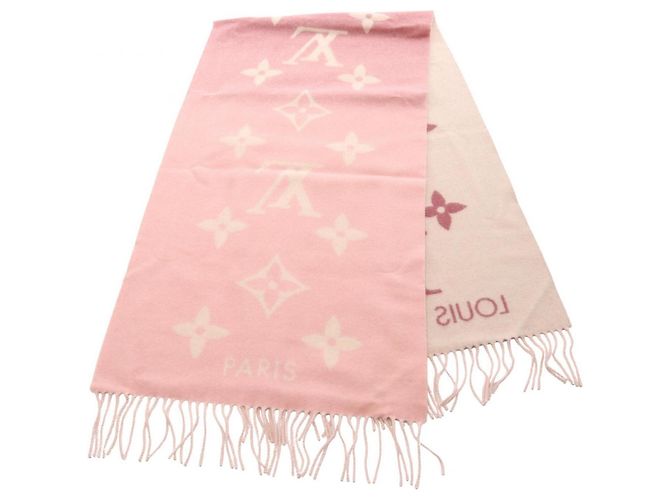 Sciarpa in cashmere Louis Vuitton Reykjavik Gradient Monogram Rosa Beige - vista 2