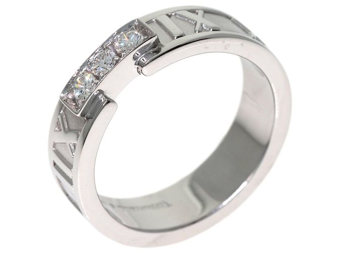 Autre Marque Tiffany & Co. Atlas Ring mit 3 Diamanten in 18K Weißgold - Ansicht 2