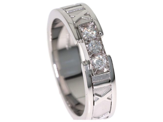 Autre Marque Tiffany & Co. Atlas Ring mit 3 Diamanten in 18K Weißgold - Ansicht 7