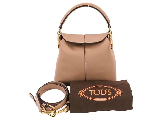 Borsa a mano in pelle 2-Way TOD'S Micro T-Case T-Timeless Nero Beige - vista 10